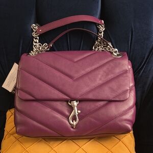 NWT REBECCA MINKOFF Edie Maxi Shoulder Bag in Palladium Purple